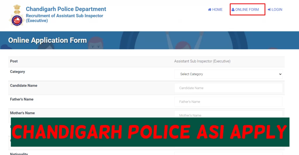 Chandigarh Police ASI Poat Apply