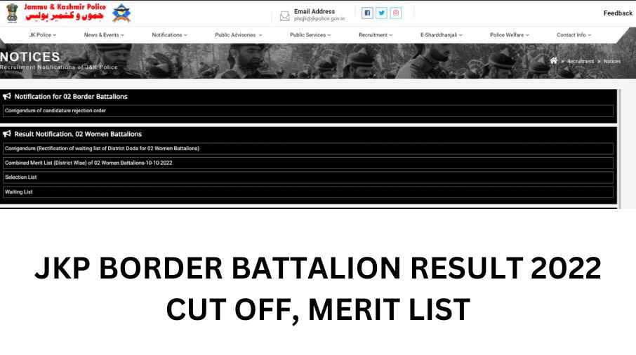 JKP Border Battalion Result 2022