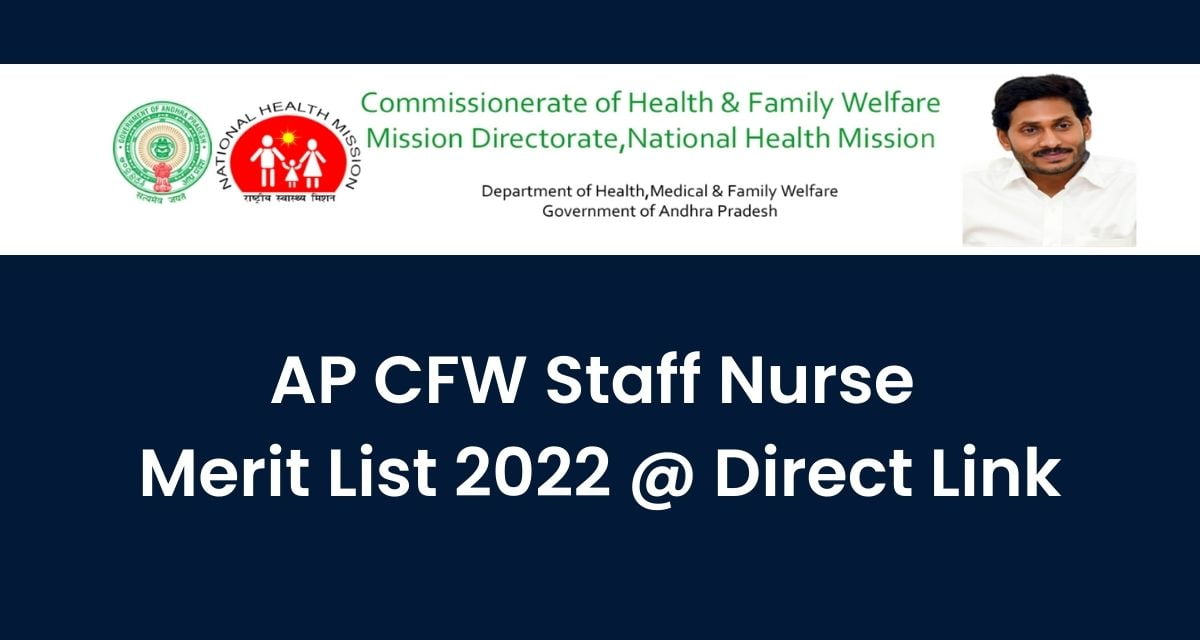 AP CFW Staff Nurse Merit List 2022, PDF Direct Link