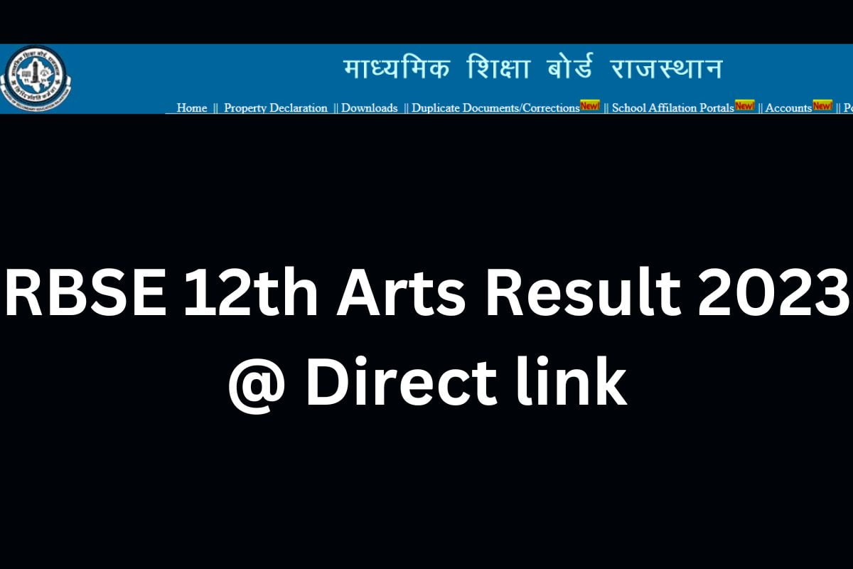 RBSE 12th Arts Result 2023 @ Direct link