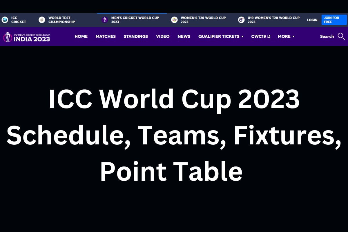 ICC World Cup 2023 Schedule, Teams, Fixtures, Point Table 