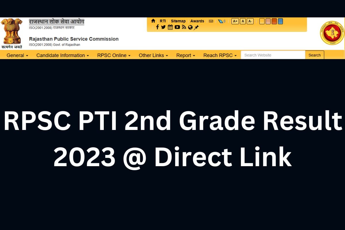 RPSC PTI 2nd Grade Result 2023 @ Direct Link