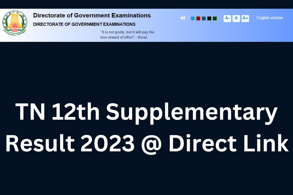 TN 12th Supplementary Result 2023 @ Direct Link