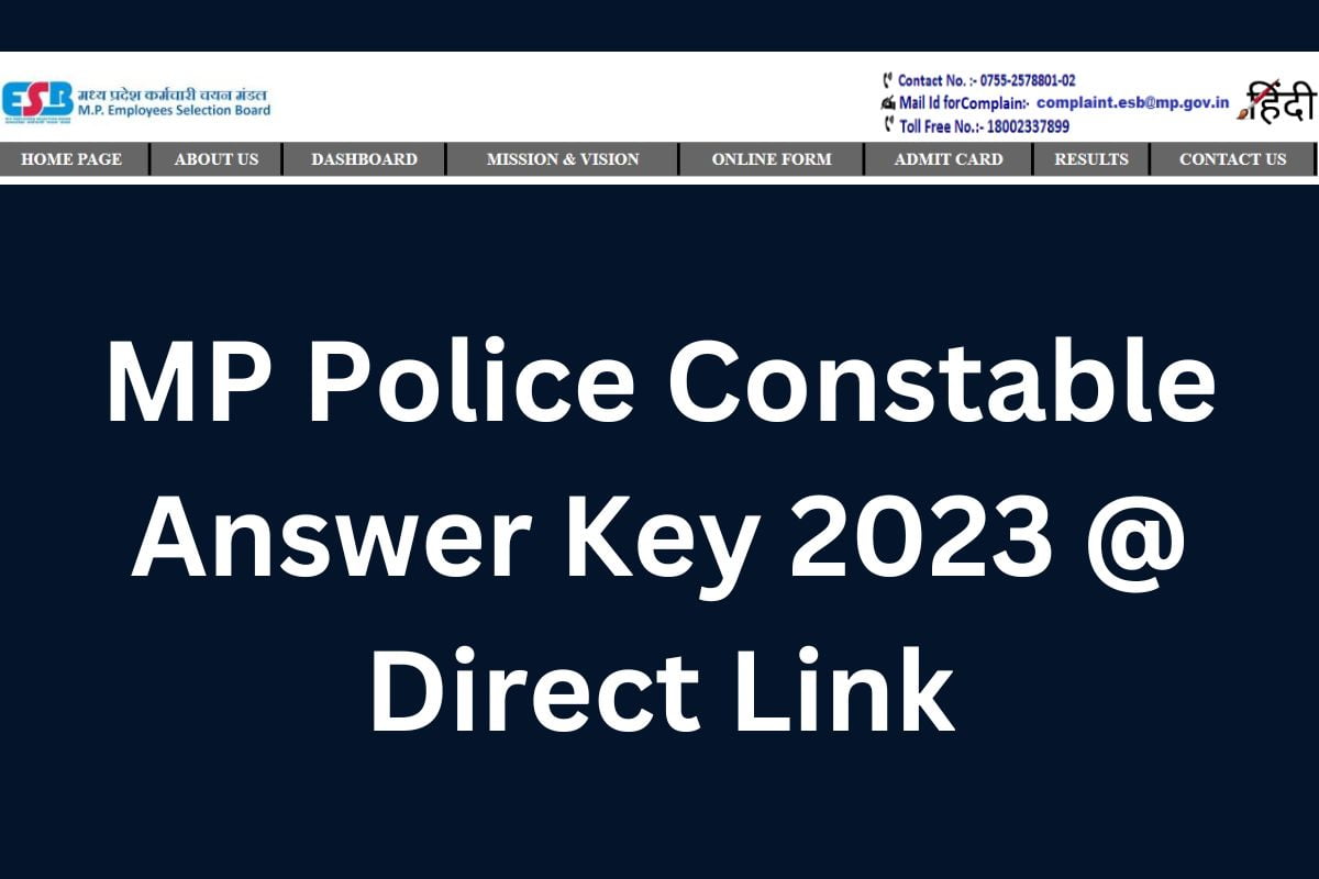 MP Police Constable Answer Key 2023 @ Direct Link