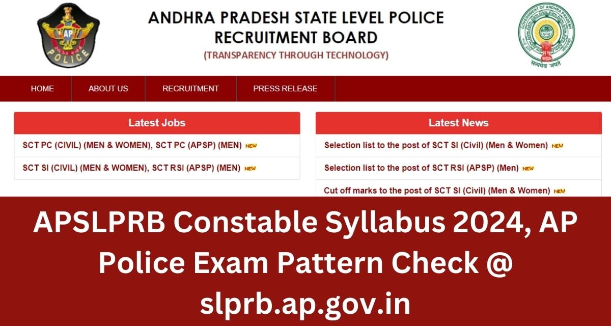 APSLPRB Constable Syllabus 2024, AP Police Exam Pattern Check @ slprb.ap.gov.in